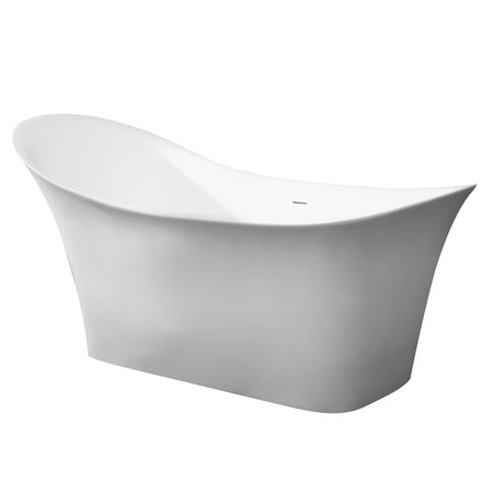 ALFI BRAND 74" White Solid Surface Smooth Resin Soaking Slipper Bathtub AB9915